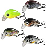 Magreel Señuelos Pesca Set Mini 5pcs Kit de Señuelo Pesca Accesorios Cebos Artificiales Crankbaits Swimbait con Caja de…